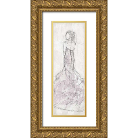 Dress Back Gold Ornate Wood Framed Art Print with Double Matting by OnRei