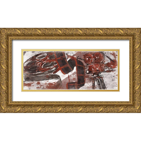 Be Cinema Red Gold Ornate Wood Framed Art Print with Double Matting by OnRei