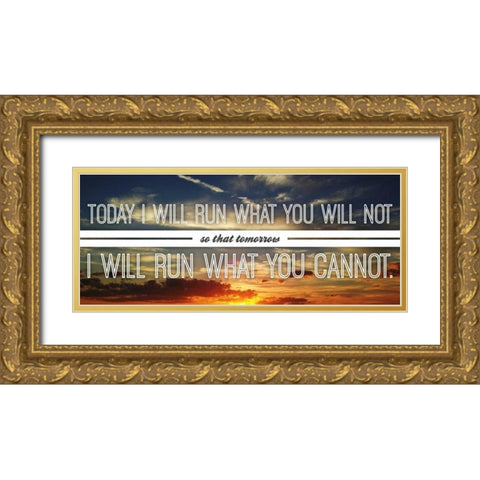 Running Gold Ornate Wood Framed Art Print with Double Matting by OnRei