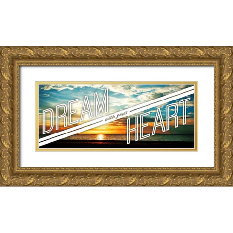 Dream Gold Ornate Wood Framed Art Print with Double Matting by OnRei