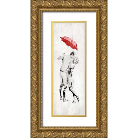 Romantic Couple Gold Ornate Wood Framed Art Print with Double Matting by OnRei