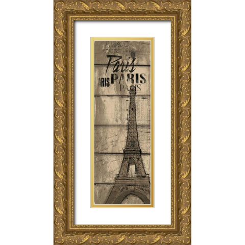 Wood Paris Gold Ornate Wood Framed Art Print with Double Matting by OnRei