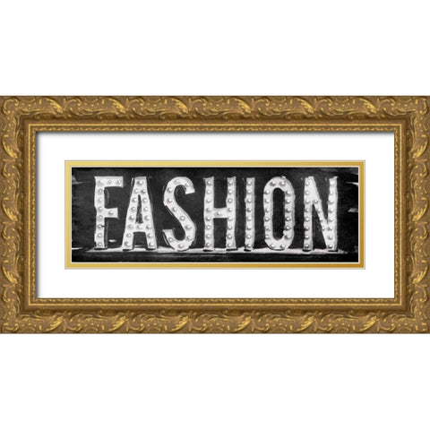 Fashion Sign Gold Ornate Wood Framed Art Print with Double Matting by OnRei