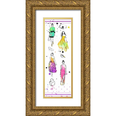 Colorful Dresses Gold Ornate Wood Framed Art Print with Double Matting by OnRei