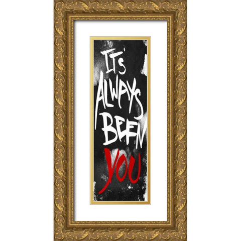 Always You Red Gold Ornate Wood Framed Art Print with Double Matting by OnRei