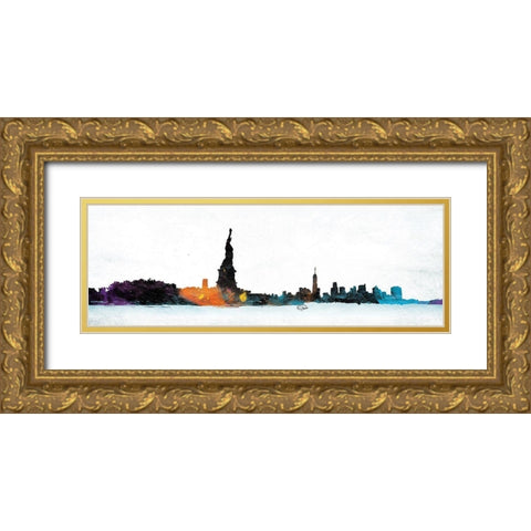 NY Graph State Of Mind Gold Ornate Wood Framed Art Print with Double Matting by OnRei