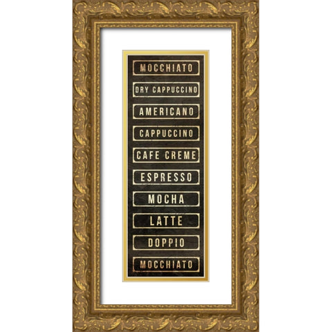 Coffee List Gold Ornate Wood Framed Art Print with Double Matting by OnRei