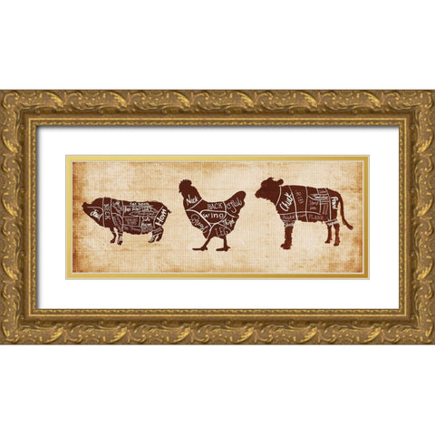 Farm Cuts Gold Ornate Wood Framed Art Print with Double Matting by OnRei