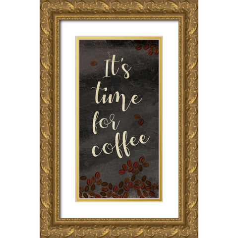 Time For A Coffee Break Gold Ornate Wood Framed Art Print with Double Matting by OnRei