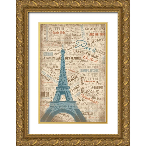 PARIS LOVE Gold Ornate Wood Framed Art Print with Double Matting by OnRei