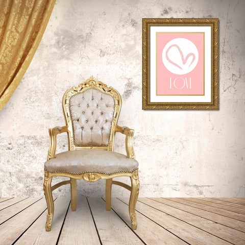 PINK LOVE Gold Ornate Wood Framed Art Print with Double Matting by OnRei