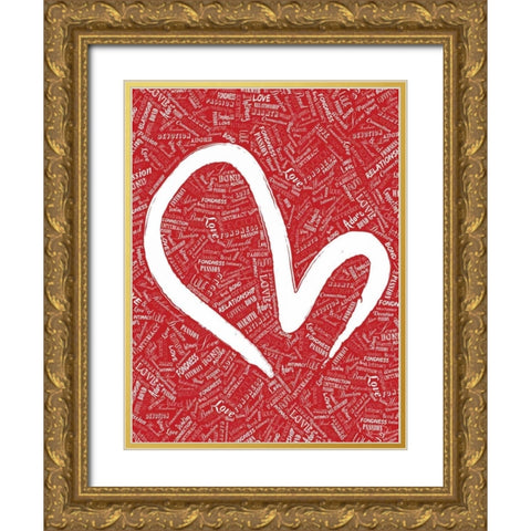 LOVE RED Gold Ornate Wood Framed Art Print with Double Matting by OnRei