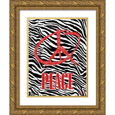 PEACE B Gold Ornate Wood Framed Art Print with Double Matting by OnRei