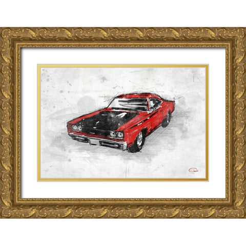 MuscleCar  A Gold Ornate Wood Framed Art Print with Double Matting by OnRei