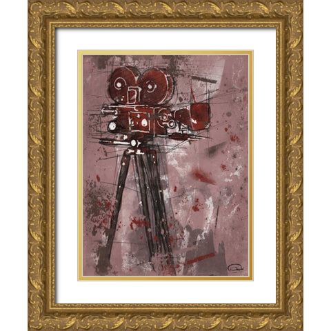 MOVIE RED Gold Ornate Wood Framed Art Print with Double Matting by OnRei