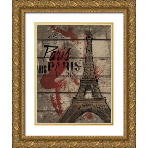 Natural Paris Gold Ornate Wood Framed Art Print with Double Matting by OnRei