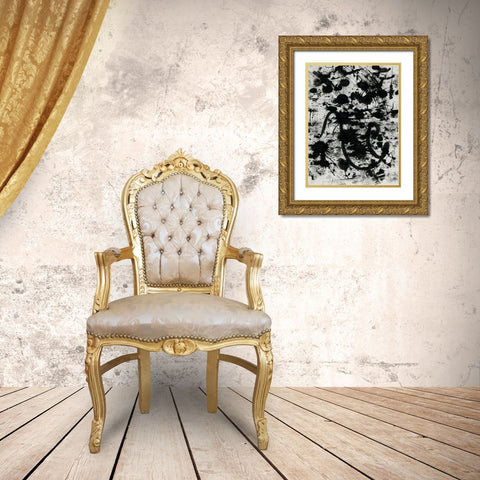 Splatter Gold Ornate Wood Framed Art Print with Double Matting by OnRei