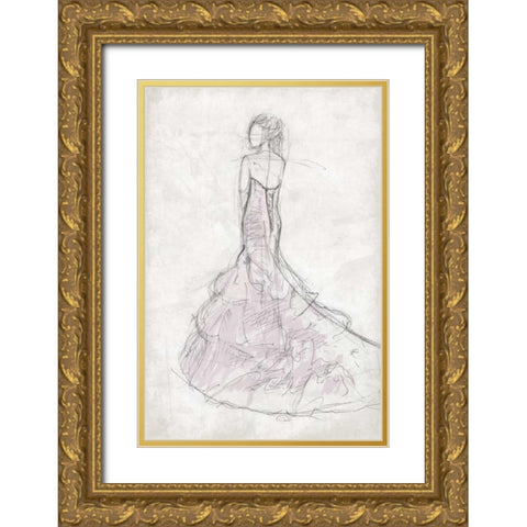 Fashion Dress Mate Gold Ornate Wood Framed Art Print with Double Matting by OnRei