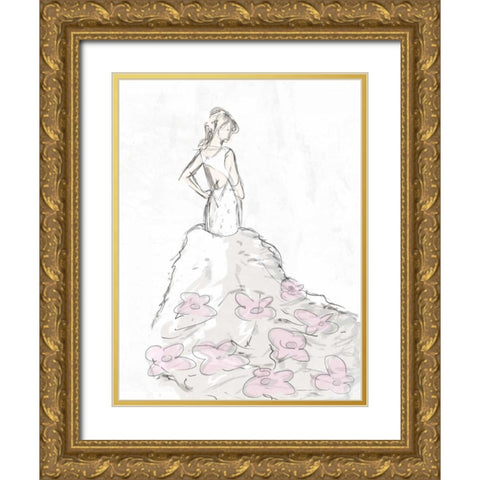 Fashion Flower Dress 2 Gold Ornate Wood Framed Art Print with Double Matting by OnRei