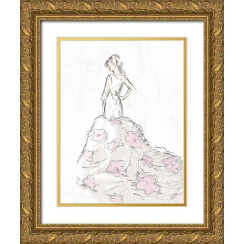 Fashion Flower Dress Gold Ornate Wood Framed Art Print with Double Matting by OnRei