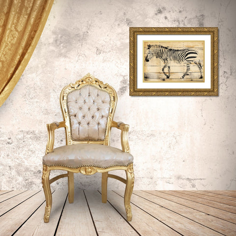 Zebra Wood Gold Ornate Wood Framed Art Print with Double Matting by OnRei