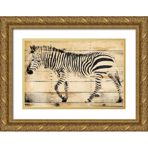 Zebra Wood Gold Ornate Wood Framed Art Print with Double Matting by OnRei