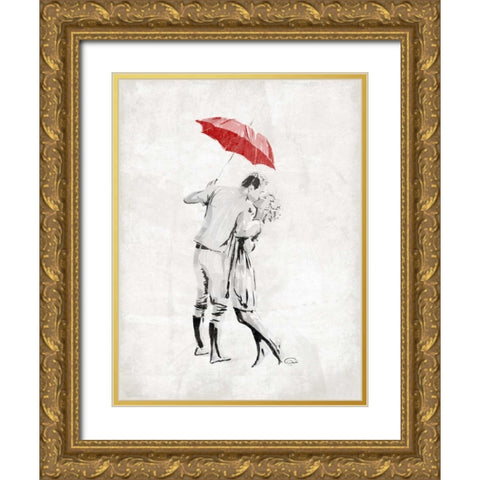 Romantic Love Gold Ornate Wood Framed Art Print with Double Matting by OnRei