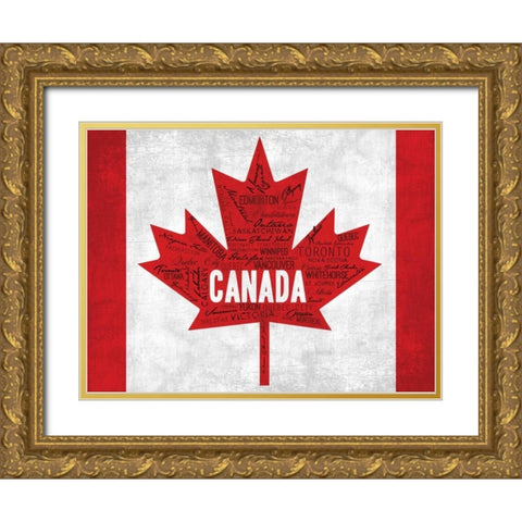 Province Flag Gold Ornate Wood Framed Art Print with Double Matting by OnRei