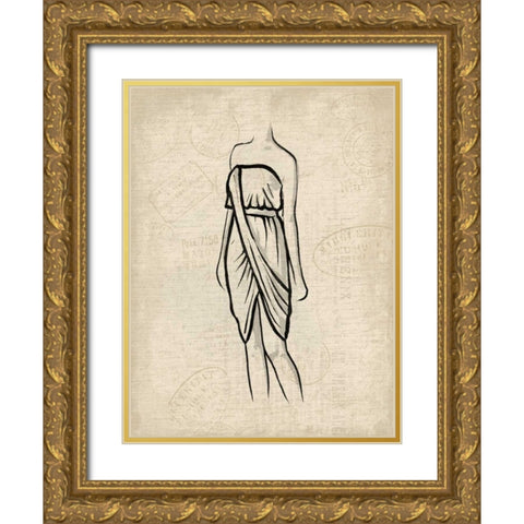 Canvas Dress 1 Gold Ornate Wood Framed Art Print with Double Matting by OnRei