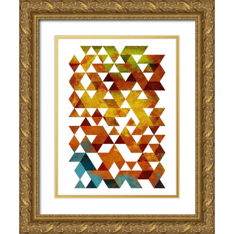 Lava Triangles Gold Ornate Wood Framed Art Print with Double Matting by OnRei