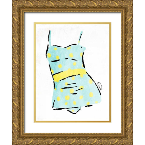 Vintage Swimsuit Pastel 2 Gold Ornate Wood Framed Art Print with Double Matting by OnRei