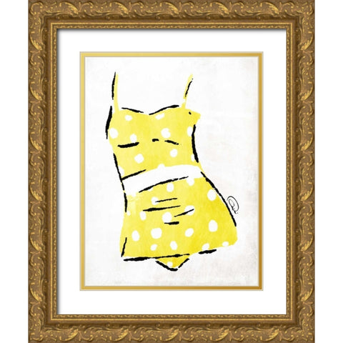 Vintage Swimsuit 2 Gold Ornate Wood Framed Art Print with Double Matting by OnRei