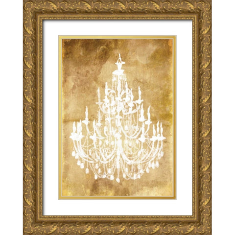 Gold Chandelier Gold Ornate Wood Framed Art Print with Double Matting by OnRei