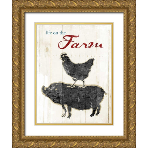 Life On The Farm Gold Ornate Wood Framed Art Print with Double Matting by OnRei