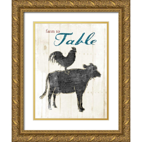 Farm To Table Gold Ornate Wood Framed Art Print with Double Matting by OnRei