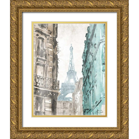 City View Gold Ornate Wood Framed Art Print with Double Matting by OnRei