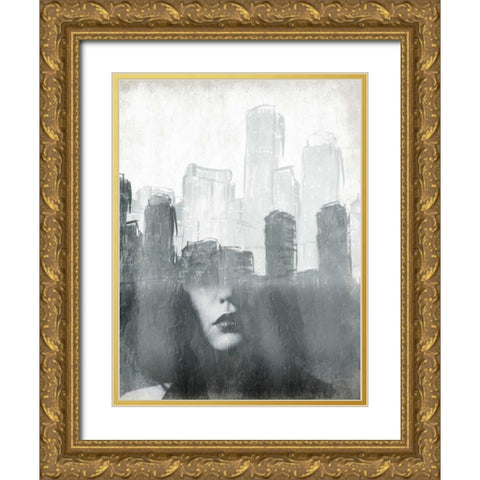 Skyline Mind Gold Ornate Wood Framed Art Print with Double Matting by OnRei