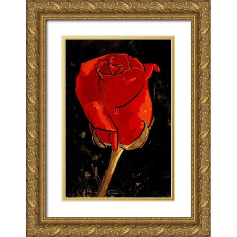 Golden Rose Gold Ornate Wood Framed Art Print with Double Matting by OnRei