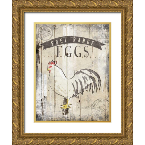 Free Range Eggs Gold Ornate Wood Framed Art Print with Double Matting by OnRei