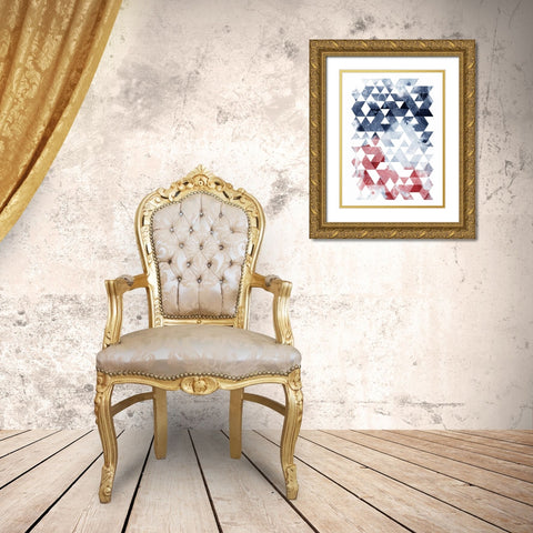 Americana Triangles Too Gold Ornate Wood Framed Art Print with Double Matting by OnRei