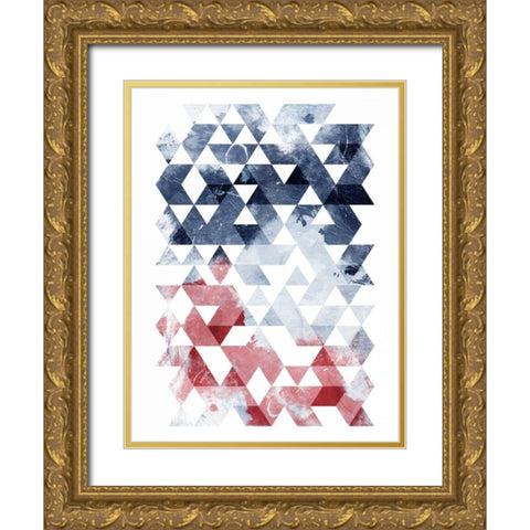 Americana Triangles Too Gold Ornate Wood Framed Art Print with Double Matting by OnRei