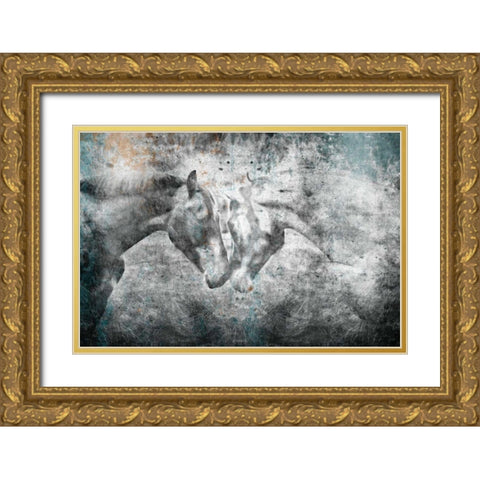 Love Horses Gold Ornate Wood Framed Art Print with Double Matting by OnRei