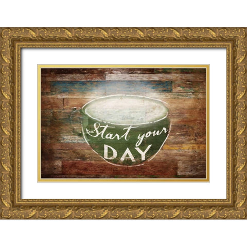 Start Your Day Gold Ornate Wood Framed Art Print with Double Matting by OnRei