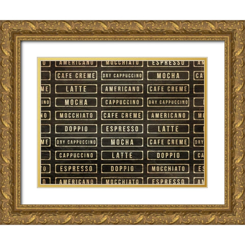 Coffee Drink Wall Gold Ornate Wood Framed Art Print with Double Matting by OnRei