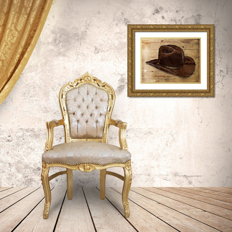 Sketched Hat Gold Ornate Wood Framed Art Print with Double Matting by OnRei