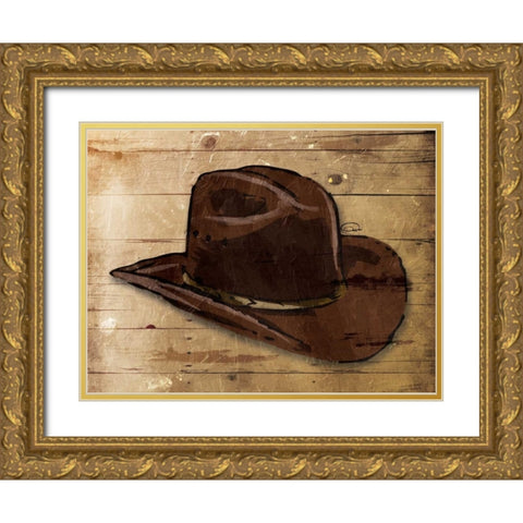 Sketched Hat Gold Ornate Wood Framed Art Print with Double Matting by OnRei