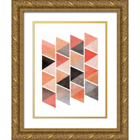 School Of Rose Triangles Gold Ornate Wood Framed Art Print with Double Matting by OnRei