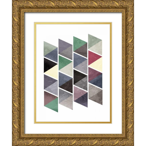 School Of Mud Triangles Gold Ornate Wood Framed Art Print with Double Matting by OnRei