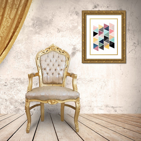 School Of Triangles Gold Ornate Wood Framed Art Print with Double Matting by OnRei