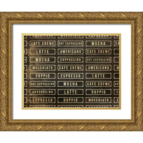 Coffee List Gold Ornate Wood Framed Art Print with Double Matting by OnRei